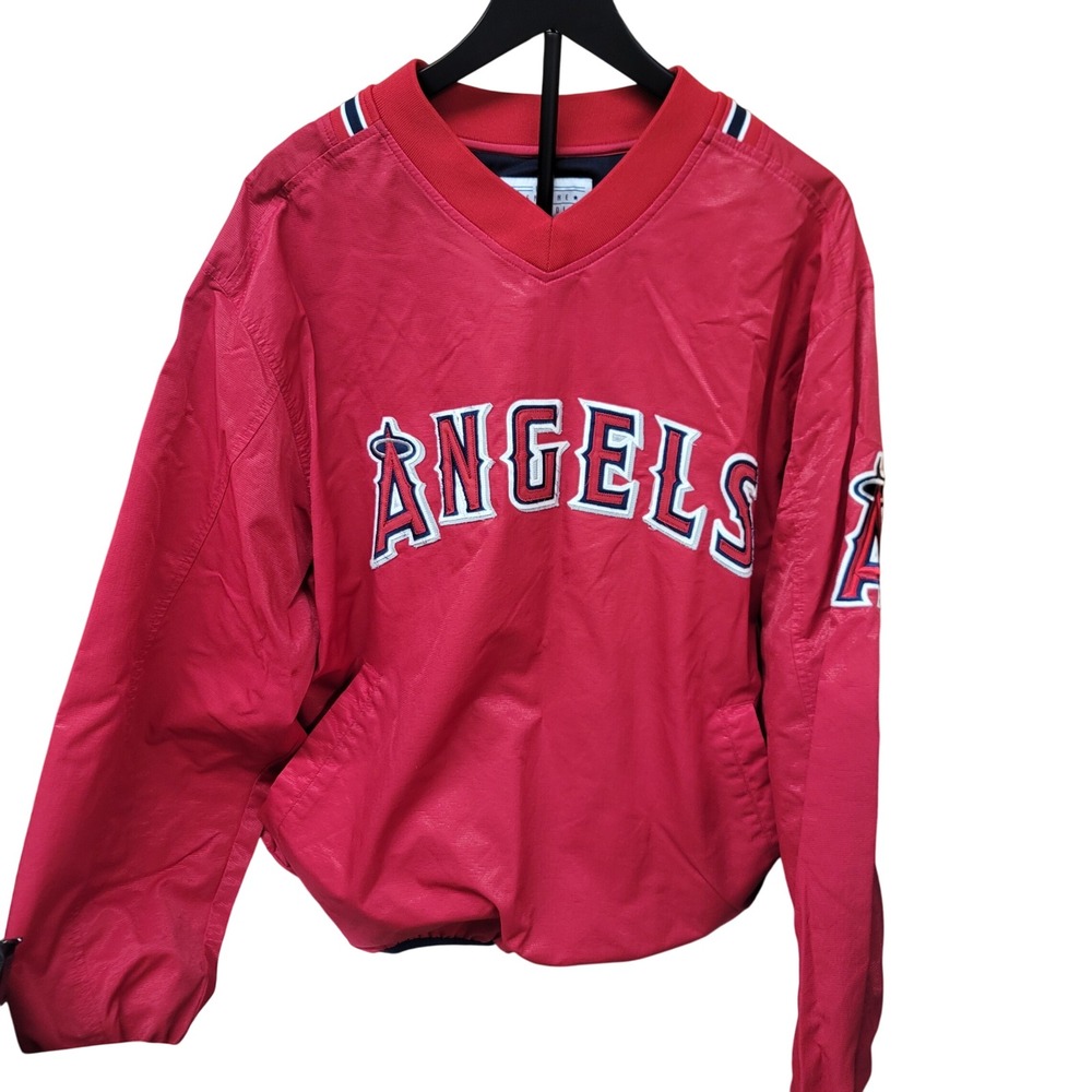 VTG MLB Majestic Athletic‎ Los Angeles Angels Pullover Jacket Mens XL Red Blue